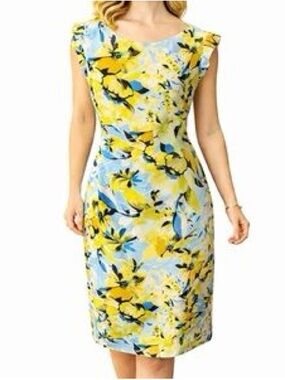 Cynthia Rowley Yellow and Blue Floral Mini Dress